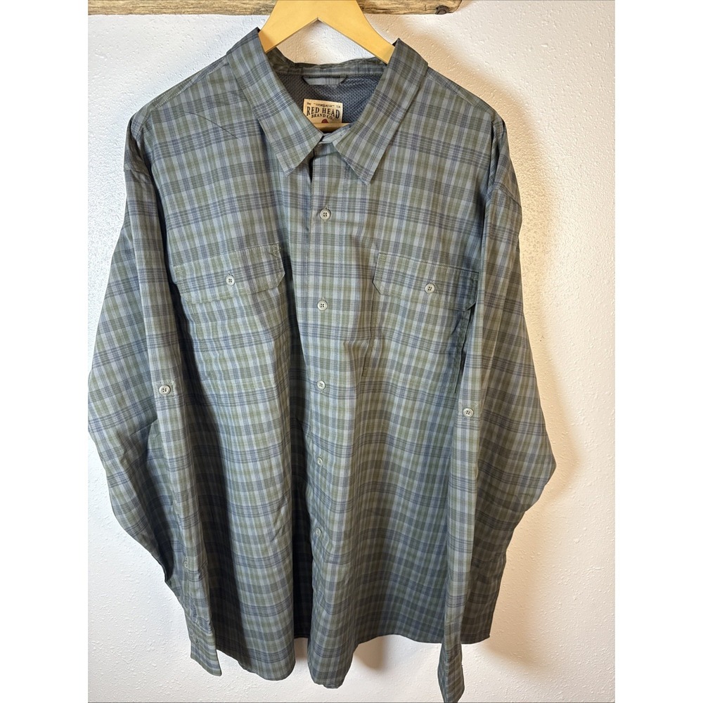 Red Head Mens 3XL Blue Short Sleeve Button-Up Shirt.